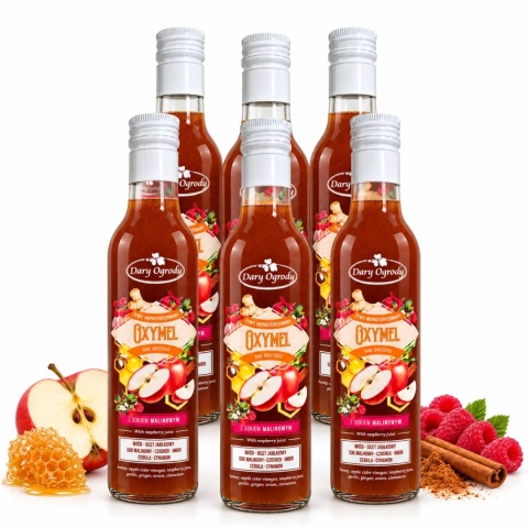 6x Oxymel z Sokiem Malinowym 250ml / Dary Ogrodu