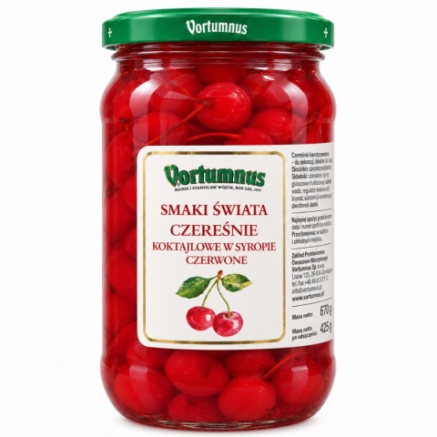Czereśnie Koktajlowe Czerwone w Syropie 870g / Vortumnus