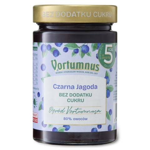 Dżem Bez Cukru CZARNA JAGODA 80% 300g / Vortumnus