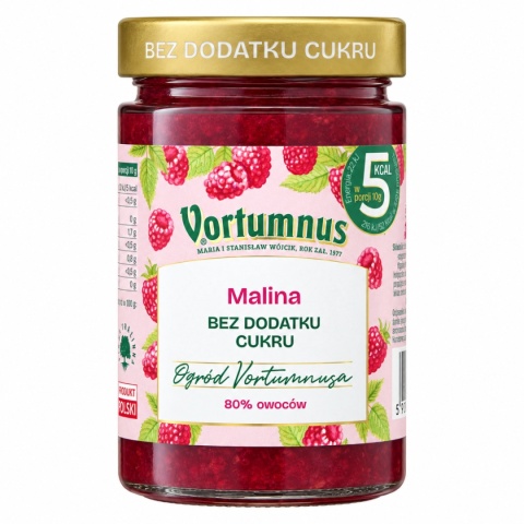 Dżem Bez Cukru MALINA 80% 300g / Vortumnus