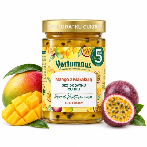 Dżem Bez Cukru MANGO MARAKUJA 80% 300g / Vortumnus